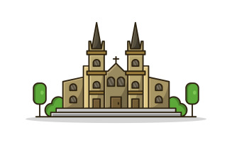 Vectorized church on a white background