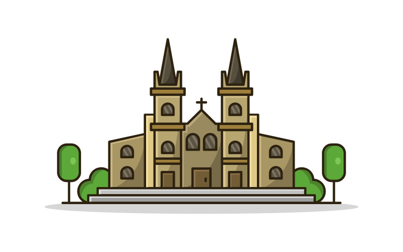 Vectorized church on a white background Vector Graphic