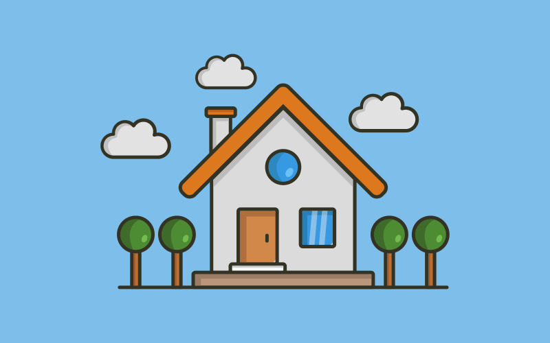 Vectorized house on white background Vector Graphic