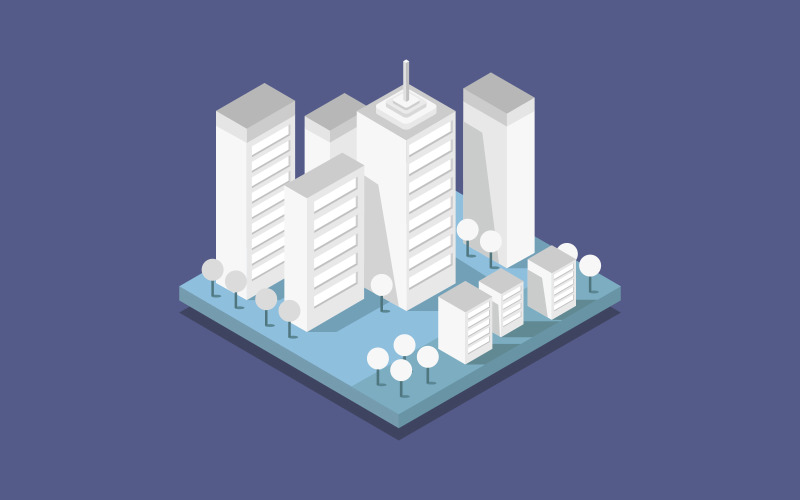 Vectorized isometric city on a white background Vector Graphic