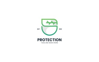 Protection Line Art Gradient Logo