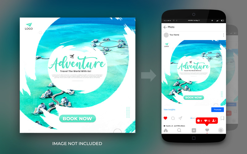 Adventure Travel And Tours Dream Vacation Social Media Post For Instagram And Facebook Post Template