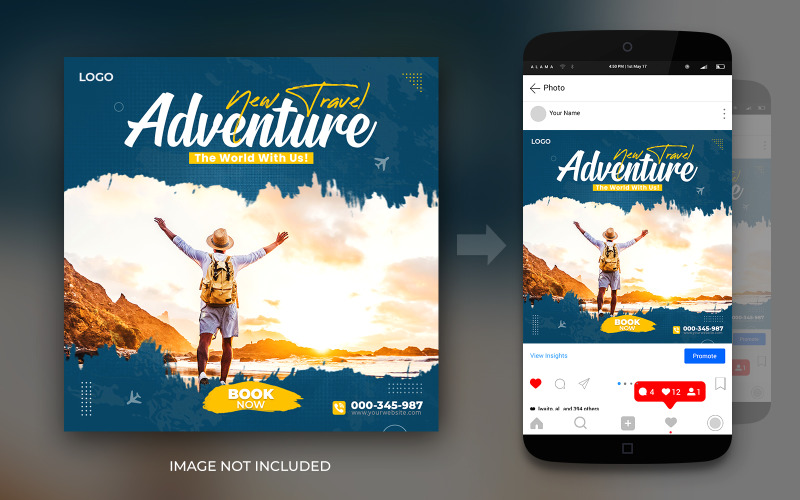 Adventure Travel Tours Dream Destination Instagram And Facebook Post Square Flyer Design Template Social Media