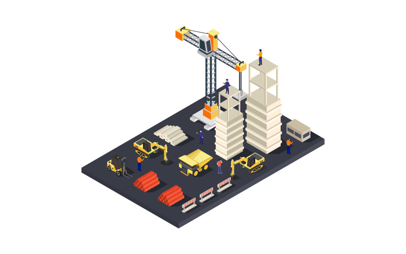 Building under construction isometric Vector Graphic