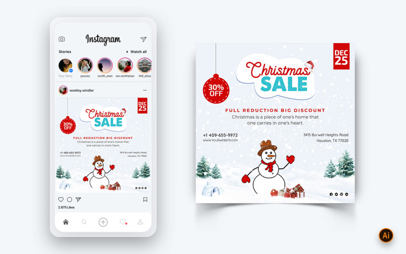 Christmas Offer Sale Celebration Social Media Post Design-09