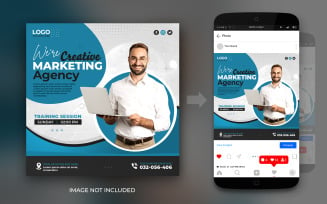 Creative Marketing Agency Online Or Live Webinar Corporate Social Media Post Banner Design Template
