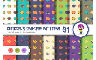 Cute Baby Seamless Patterns 01. Digital Paper