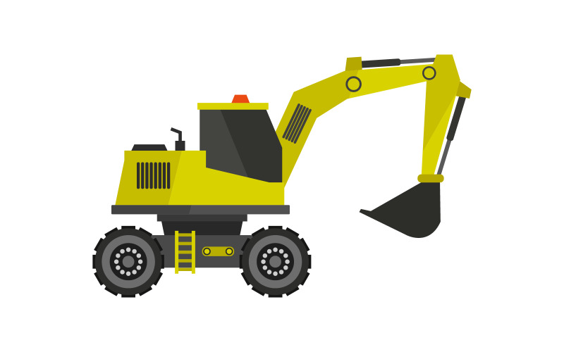 Excavator illustrated and colored Vector Graphic