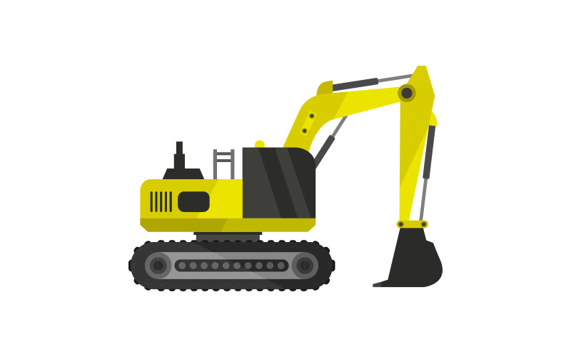 Excavator illustrated and vectorized and colored on a background Vector Graphic