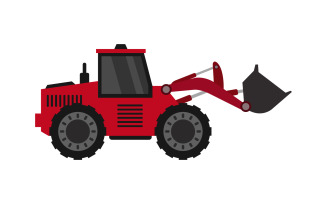 Excavator illustrated and vectorized and colored on a white background