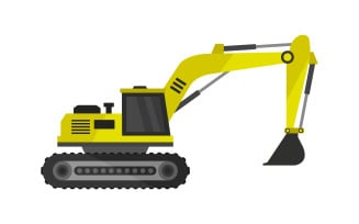 Excavator illustrated and vectorized on a white background