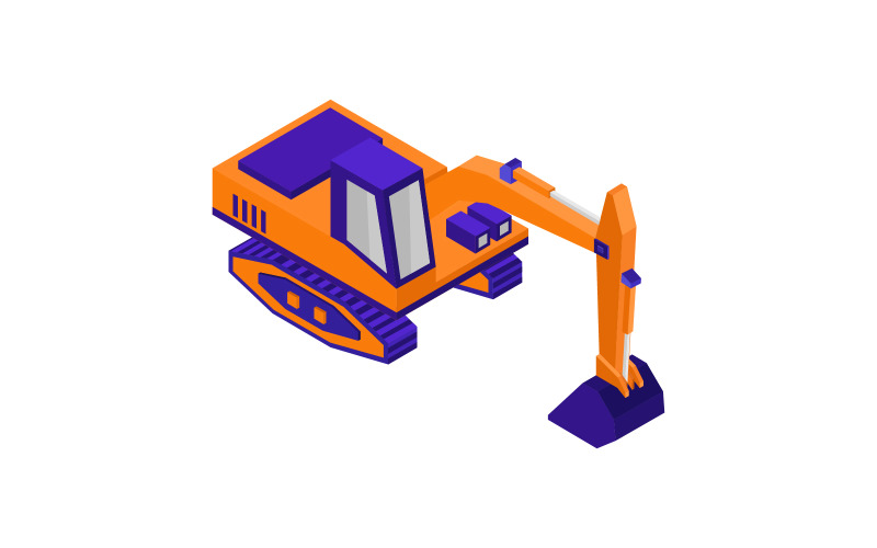 Excavator illustrated in vector and colored on a background Vector Graphic