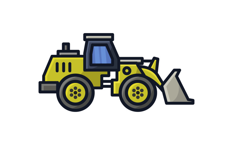Excavator illustrated in vector and colored on a white background Vector Graphic