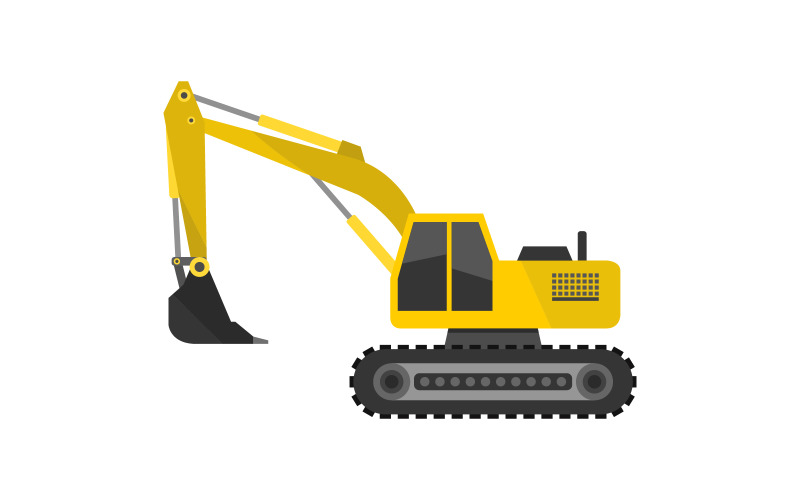 Excavator illustrated in vector and colored Vector Graphic