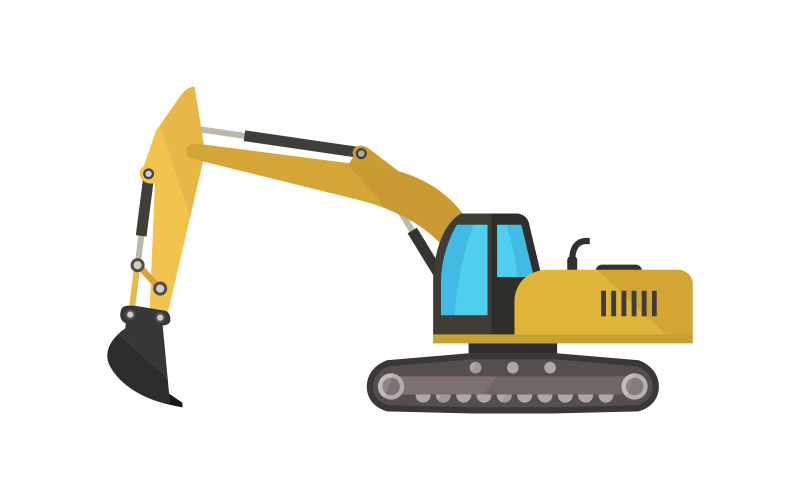 Excavator illustrated in vector on a white background Vector Graphic