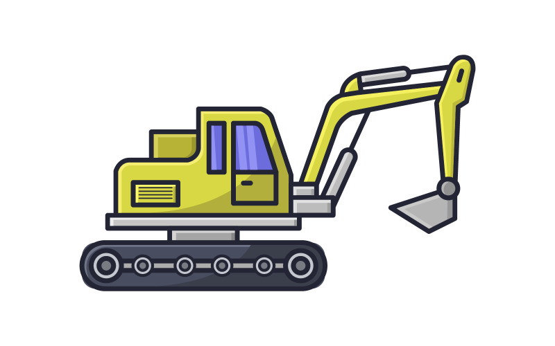 Excavator illustrated in vector on background Vector Graphic