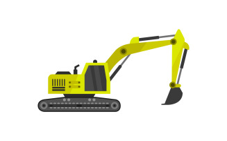 Excavator vectorized and colored on a white background