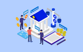 Financial loan isometric illustrated on a white background