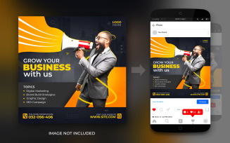Grow Your Business Marketing Instagram And Facebook Corporate Social Media Post Template
