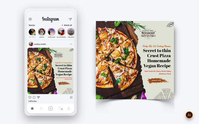 Food and Restaurant Offers Discounts Service Social Media Post Design Template-02