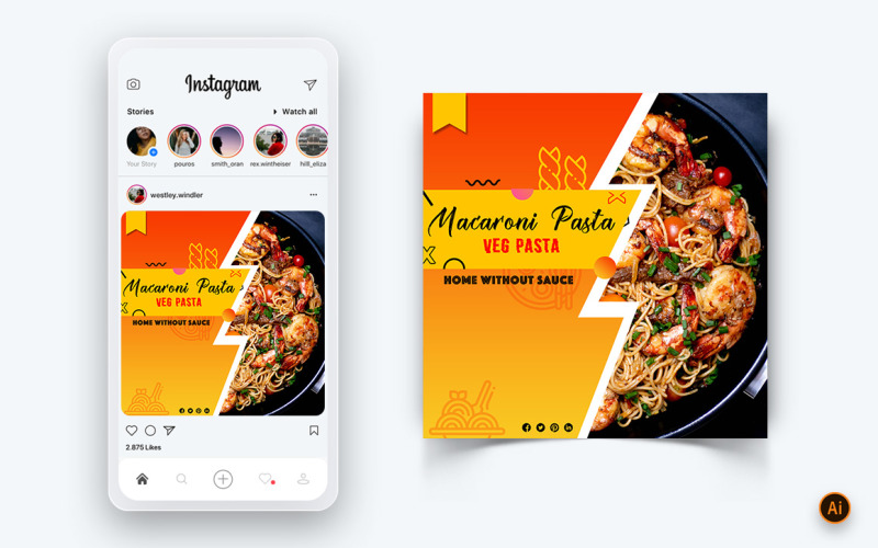Food and Restaurant Offers Discounts Service Social Media Post Design Template-07