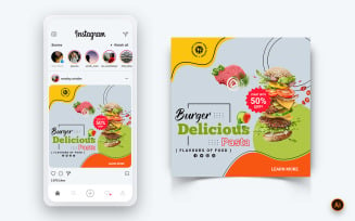 Food and Restaurant Offers Discounts Service Social Media Post Design Template-16