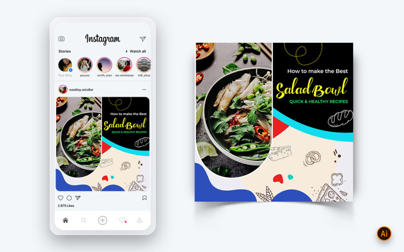 Food and Restaurant Offers Discounts Service Social Media Post Design Template-27