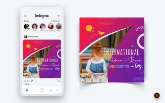International Childrens Book Day Social Media Instagram Post Design Template-01