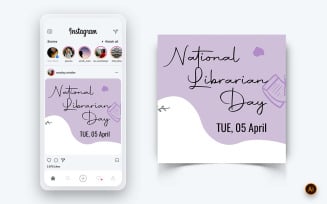 National Librarian Day Social Media Instagram Post Design Template-08
