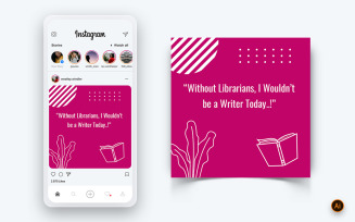 National Librarian Day Social Media Instagram Post Design Template-10