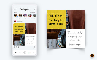 National Librarian Day Social Media Instagram Post Design Template-15