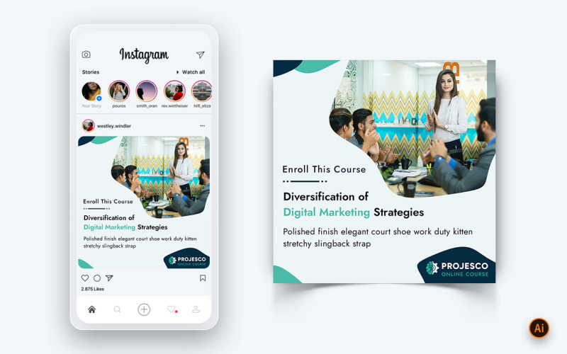 Online Course Elearning Social Media Instagram Post Design Template-03