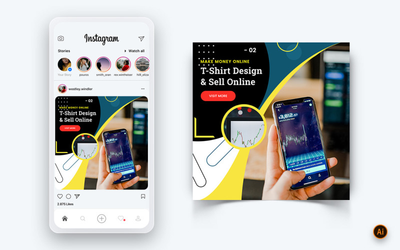 Online Money Earnings Social Media Instagram Post Design Template-12