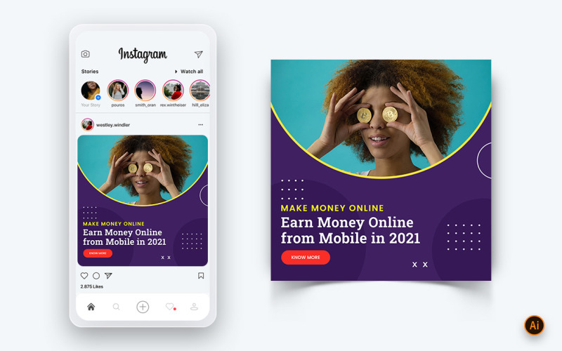 Online Money Earnings Social Media Instagram Post Design Template-15