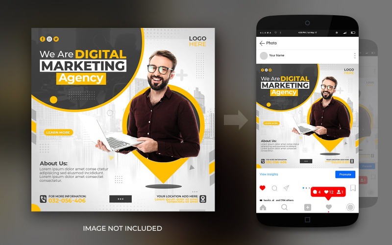 Digital Marketing Agency And Live Webinar Social Media Instagram And Facebook Post Design Template