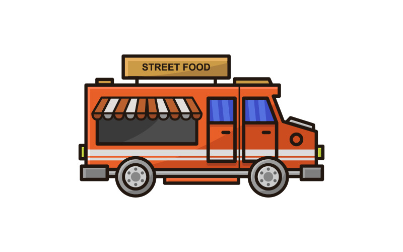 Street food truck illustrated in vector Vector Graphic