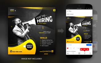 We Are Hiring Job Position Social Media Instagram And Facebook Promotion Post Flyer Design Template