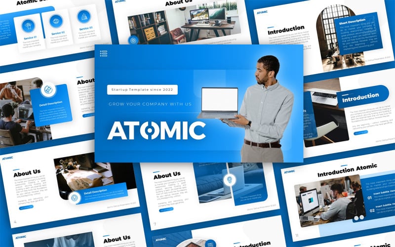 Atomic Startup Multipurpose PowerPoint Presentation Template PowerPoint Template