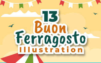 13 Buon Ferragosto Italian Festival Illustration
