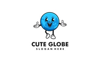 Cute Globe Mascot Cartoon Logo