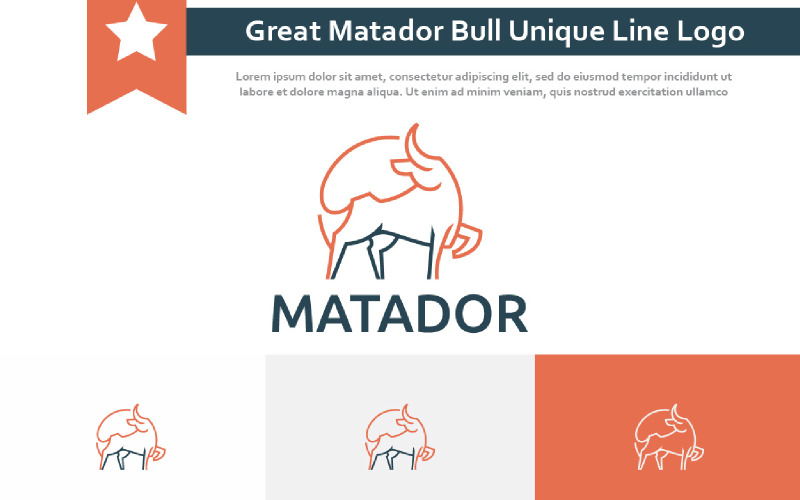 Great Matador Bull Unique Line Style Logo Logo Template