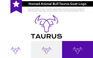 Horned Animal Bull Taurus Goat Monoline Logo