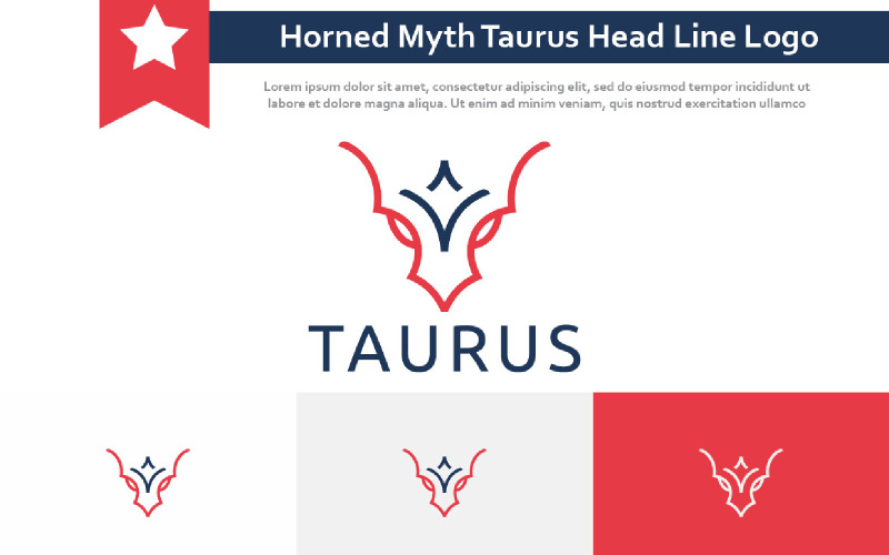 Horned Myth Taurus Head Abstract Line Style Logo Logo Template