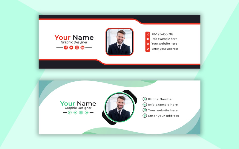 Personal Colorful Email Signature Template Design Bundle Corporate Identity