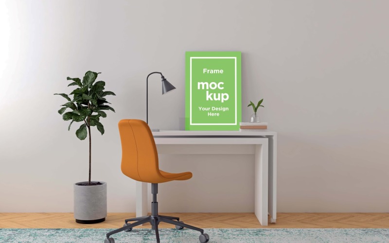 Workstation Frame Mockup Workplace Study Table V-72 Product Mockup