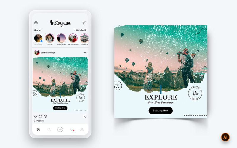 Travel Explorer and Tour Social Media Instagram Post Design Template-03