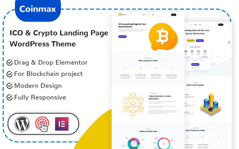 Coinmax - ICO & Crypto Landing Page Free WordPress Theme