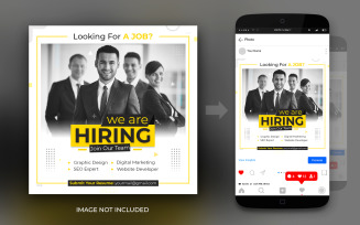 Hiring Job Position Social Media Instagram And Facebook Promotion Post Flyer Design Template