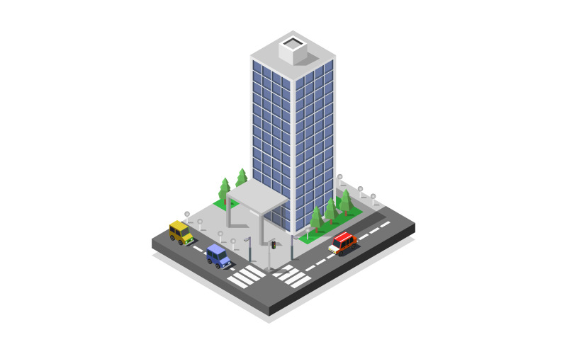 Isometric skyscraper illustrated on a white background Vector Graphic