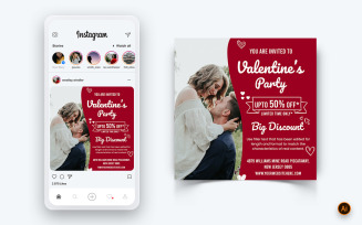 Valentines Day Party Social Media Instagram Post Design Template-11